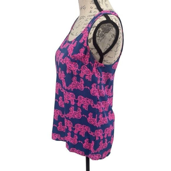 Lilly Pulitzer Palmetto Tank Top Pack Your Trunk Elephant Print Pink/Blue Small - Picture 6 of 10